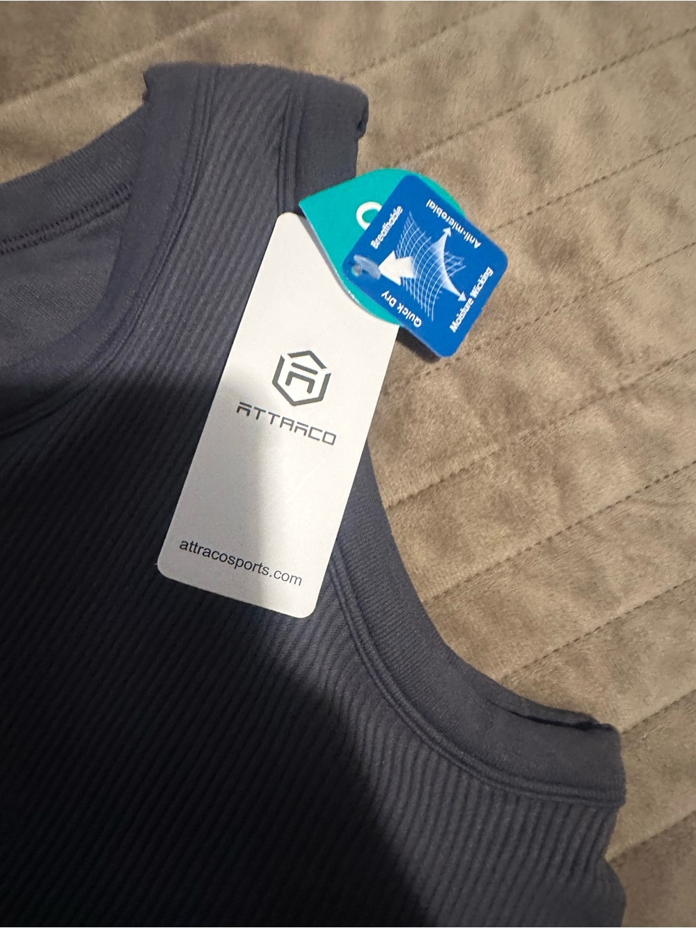 Black Women’s Ribbed Athletic Tank Top - Picture 7 of 7